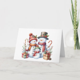 Snowman familie Kerst Kaart