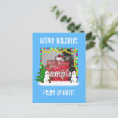 Snowman Familie Kerstfoto Lijst Feestdagenkaart (Staand voorkant)