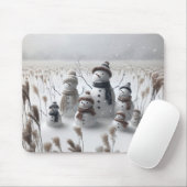 Snowman familie op het platteland muismat (Met muis)