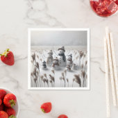 Snowman familie op het platteland servet (Insitu)