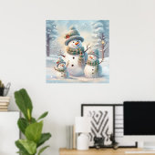 Snowman Familie Poster (Thuiskantoor)