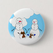 Snowman Familie Ronde Button 5,7 Cm (Voorkant)