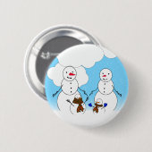 Snowman Familie Ronde Button 5,7 Cm (Voorkant /achterkant)