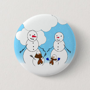 Snowman Familie Ronde Button 5,7 Cm
