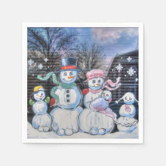 Snowman Familie Servet (Voorkant)
