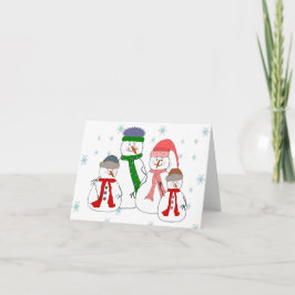 Snowman Familie Snowmen Kinderen Sneeuwwitkunst Feestdagen Kaart