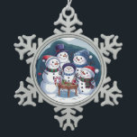 Snowman Familie Tin Sneeuwvlok Ornament<br><div class="desc">Snowman Familie</div>