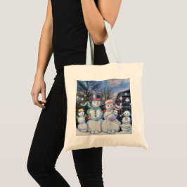 Snowman Familie Tote Bag