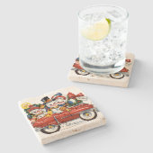 Snowman Familie uit voor een ritme kerstmis Stenen Onderzetter (Zijkant)