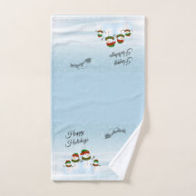 Snowman Familie Vakantie Badkamer Handdoek Set