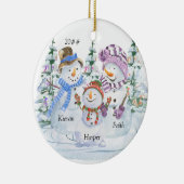 Snowman Familie van 3 Cute Persoonlijke Kerstmis Keramisch Ornament (Rechts)