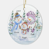 Snowman Familie van 3 Cute Persoonlijke Kerstmis Keramisch Ornament (Links)