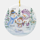 Snowman Familie van 3 Cute Persoonlijke Kerstmis Keramisch Ornament (Achterkant)