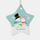 Snowman Familie van Drie Kerstmis Feestdagen Keramisch Ornament (Rechts)