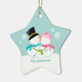 Snowman Familie van Drie Kerstmis Feestdagen Keramisch Ornament (Links)