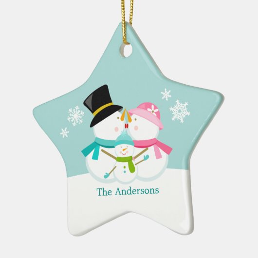 Snowman Familie van Drie Kerstmis Feestdagen Keramisch Ornament (Links)