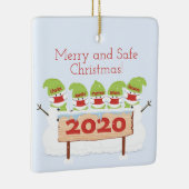 Snowman Familie van het Vijfface Masker Kerstmis 2 Keramisch Ornament (Rechts)