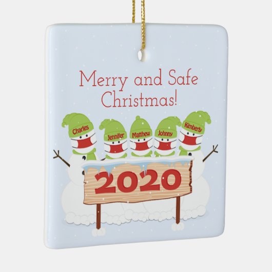 Snowman Familie van het Vijfface Masker Kerstmis 2 Keramisch Ornament (Rechts)