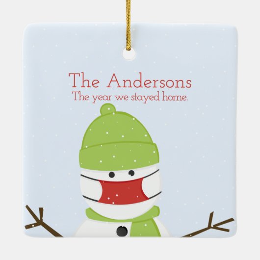 Snowman Familie van het Vijfface Masker Kerstmis 2 Keramisch Ornament (Achterkant)