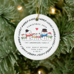 Snowman-familie van zes keramische siervoorwerpen keramisch ornament<br><div class="desc">Eenvoudig perfecte kerstversiering voor de familie met een snowmanfamilie met een moderne hand getrokken adem en een klein hart. Dated keepomwille gift voor je familie Kerstmis.</div>