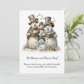 Snowman Family Carolers Christmas Greeting | Kaart (Staand voorkant)