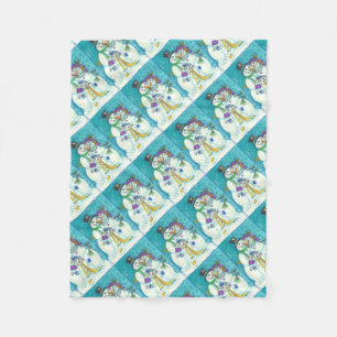 SNOWMAN FAMILY CHRISTMAS FLEECE BLANKET DEKEN