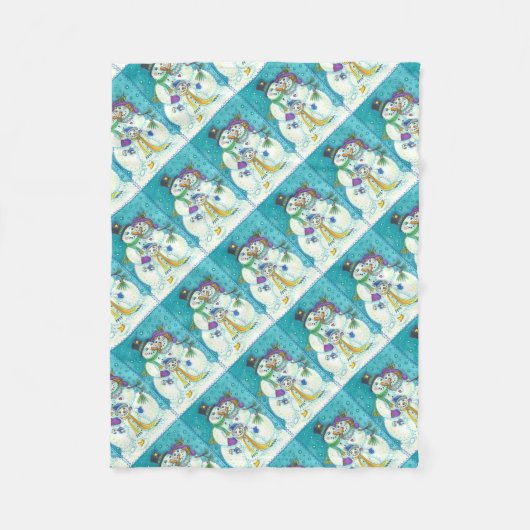 SNOWMAN FAMILY CHRISTMAS FLEECE BLANKET DEKEN (Voorkant)