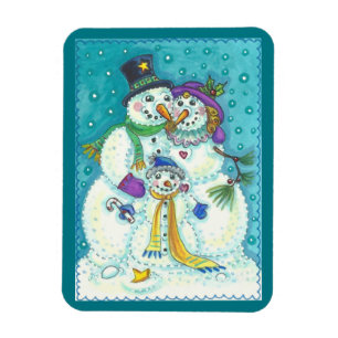 Snowman Family CHRISTMAS MAGNET Magneet
