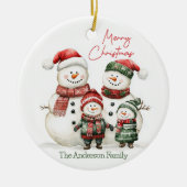 Snowman Family Christmas Ornament | Custom Name (Voorkant)
