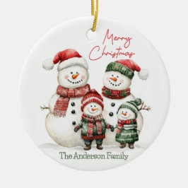 Snowman Family Christmas Ornament | Custom Name