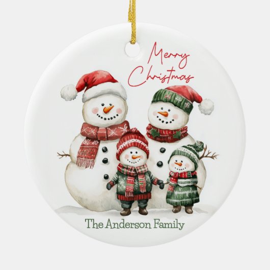 Snowman Family Christmas Ornament | Custom Name (Achterkant)
