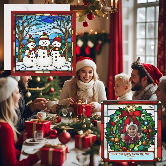 Snowman Family Faux Glas in lood 