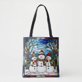 Snowman Family Faux Glas in lood Tote Bag (Voorkant)