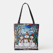 Snowman Family Faux Glas in lood Tote Bag (Achterkant)