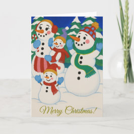 Snowman Family Folded Greeting Card Kaart