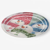 Snowman Family Happy Holiday Party Papieren Bordje (Gekanteld)