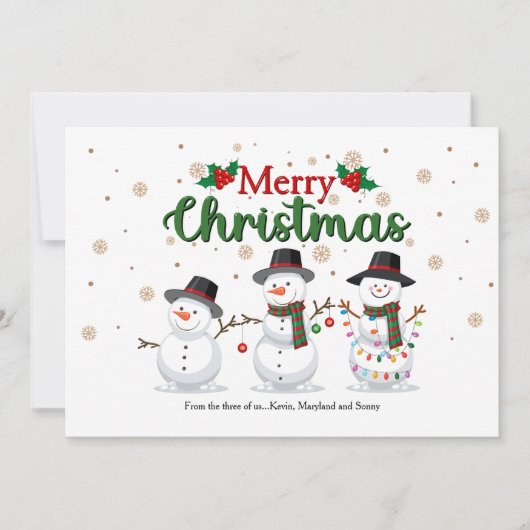 Snowman Family Holiday Greeting Card Feestdagenkaart (Voorkant)