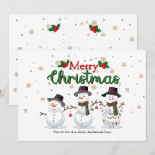 Snowman Family Holiday Greeting Card Feestdagenkaart (Voorkant / Achterkant)