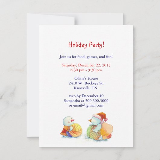 Snowman Family Jolly Holiday Party Uitnodiging (Achterkant)