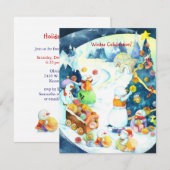 Snowman Family Jolly Holiday Party Uitnodiging (Voorkant / Achterkant)