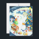 Snowman Family Jolly Holiday Party Uitnodiging<br><div class="desc">Cute snowman familie versiert hun grote kerstboom met kleurrijke garen. Fantastische en leuke illustratie van de waterverf,  ideaal voor feestdagen of feestdagen voor knitters!</div>
