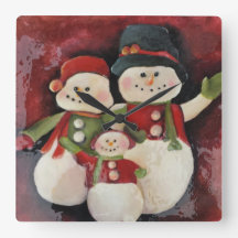 Snowman Family Kerstklok