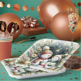 Snowman Family Kerstmis Papieren Bordje