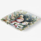 Snowman Family Kerstmis Papieren Bordje (Gebogen)