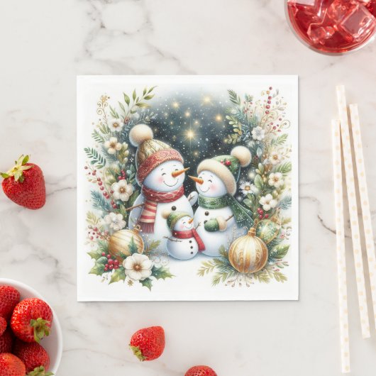 Snowman Family Kerstmis Servet (Insitu)