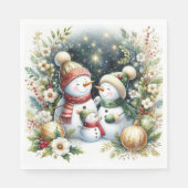 Snowman Family Kerstmis Servet (Voorkant)