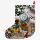 Snowman Family Kerstmis stoppen Grote Kerstsok (Achterkant)