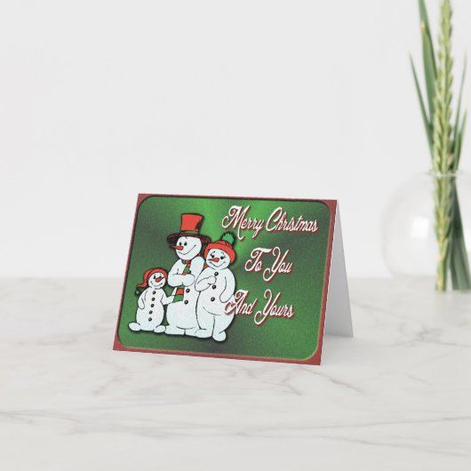 Snowman Family KerstNote Kaart (Voorkant)