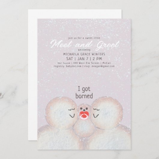 Snowman Family New Birth Shower Uitnodiging (Voorkant / Achterkant)
