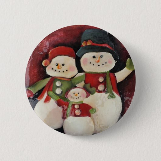 Snowman Family - pin Ronde Button 5,7 Cm (Voorkant)